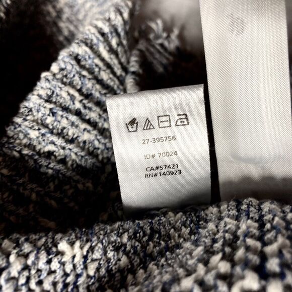 ANN TAYLOR Loft Fringe Sweater Cardigan Jacket Blue Gray Marled Womens Medium - Picture 12 of 12